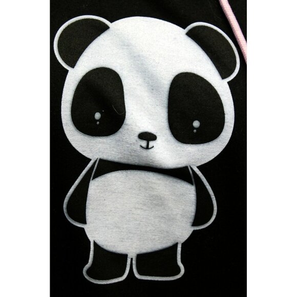 Rapture Star Black Panda Sweatshirt Hoodie Women's S Pink String Accent Pullover - Picture 2 of 11